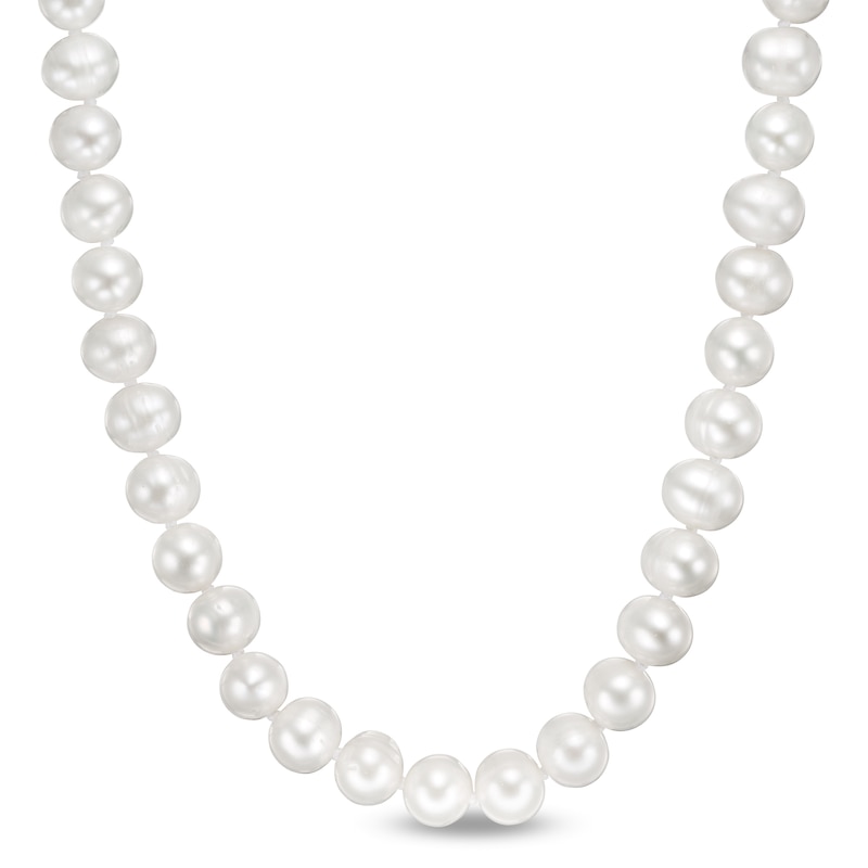 Main Image 1 of 5.0-6.0mm Freshwater Cultured Pearl Knotted Strand Necklace with Sterling Silver Clasp-18"