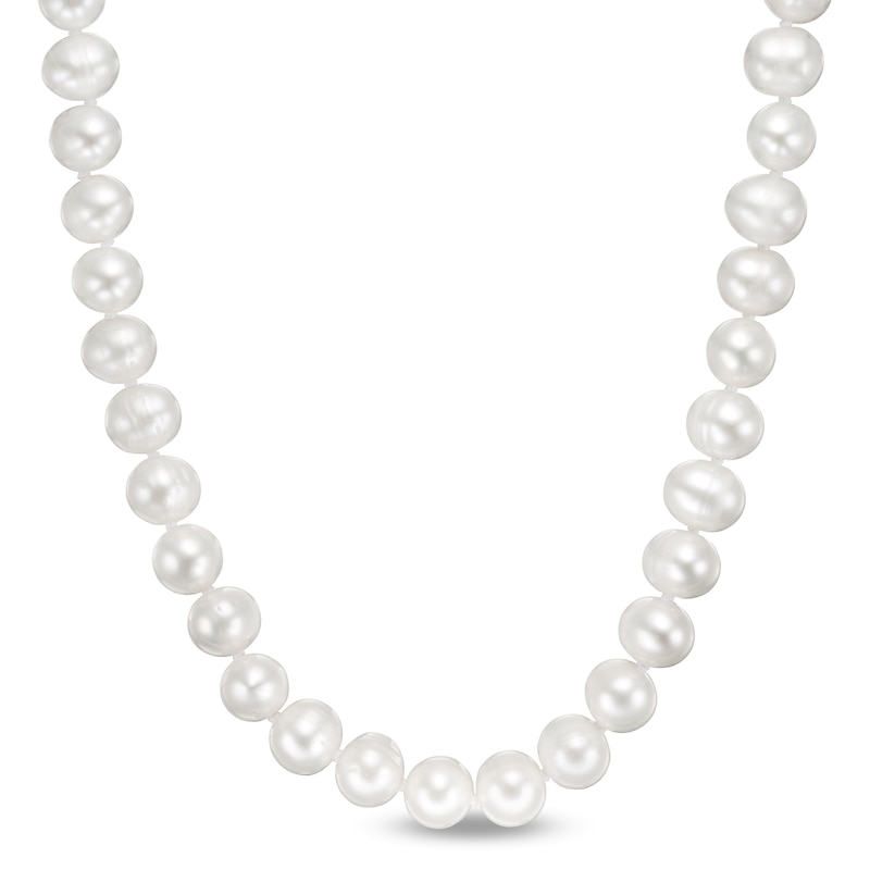 5.0 - 6.0mm Cultured Freshwater Pearl Knotted Strand Necklace with Sterling Silver Clasp - 18"|Peoples Jewellers