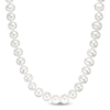 Thumbnail Image 1 of 7.0-7.5mm Oval Freshwater Cultured Pearl Knotted Strand Necklace with Sterling Silver Clasp-18"