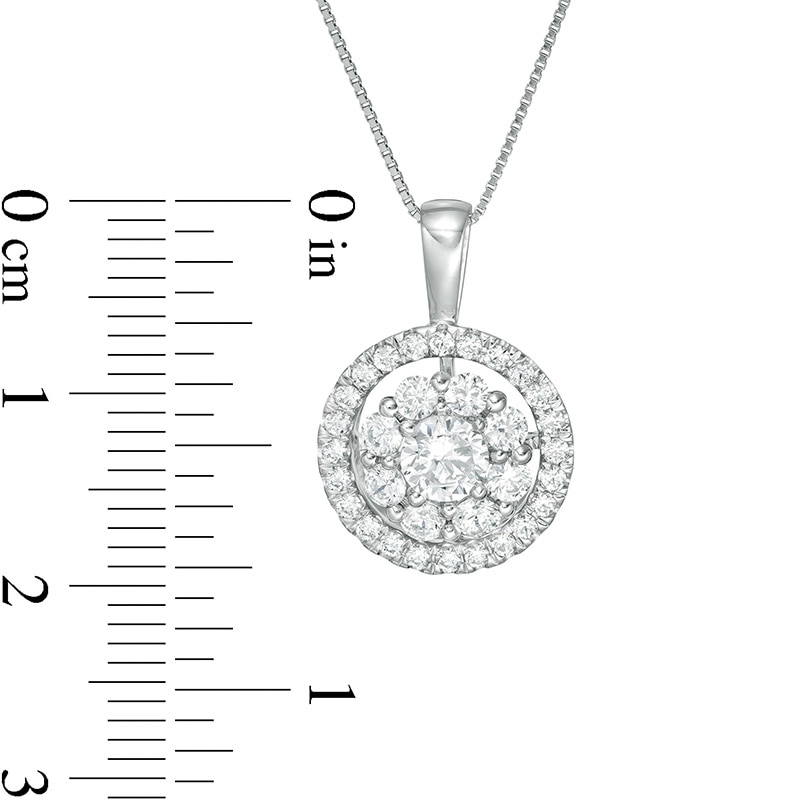 0.95 CT. T.W. Certified Lab-Grown Diamond Double Frame Pendant in 14K White Gold (F/SI2)