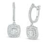 0.95 CT. T.W. Certified Lab-Grown Diamond Double Cushion Frame Drop Earrings in 14K White Gold (F/SI2)