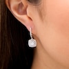 0.95 CT. T.W. Certified Lab-Grown Diamond Double Cushion Frame Drop Earrings in 14K White Gold (F/SI2)