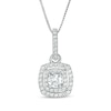 0.45 CT. T.W. Certified Lab-Grown Diamond Double Cushion Frame Pendant in 14K White Gold (F/SI2)