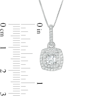 0.45 CT. T.W. Certified Lab-Grown Diamond Double Cushion Frame Pendant in 14K White Gold (F/SI2)