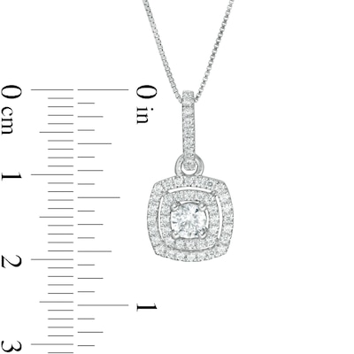 0.45 CT. T.W. Certified Lab-Grown Diamond Double Cushion Frame Pendant in 14K White Gold (F/SI2)