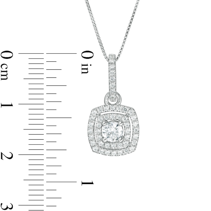 0.45 CT. T.W. Certified Lab-Created Diamond Double Cushion Frame Pendant in 14K White Gold (F/SI2)|Peoples Jewellers