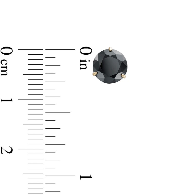 Main Image 3 of 7.0mm Black Cubic Zirconia Solitaire Stud Earrings in 14K Gold