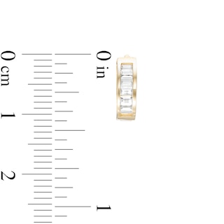 Baguette Cubic Zirconia Huggie Hoop Earrings in 14K Gold