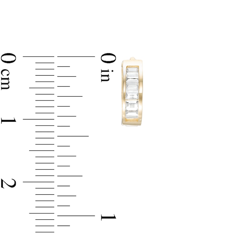 Main Image 3 of Baguette Cubic Zirconia Huggie Hoop Earrings in 14K Gold