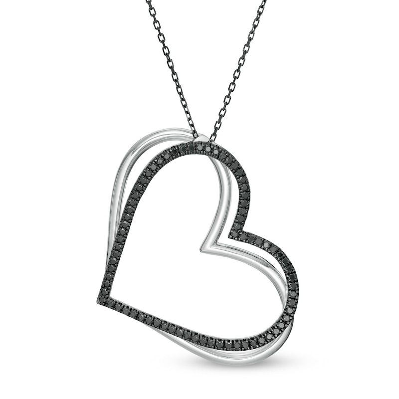 The Kindred Heart from Vera Wang Love Collection 0.58 CT. T.W. Black Diamond Pendant in Sterling Silver - 19"