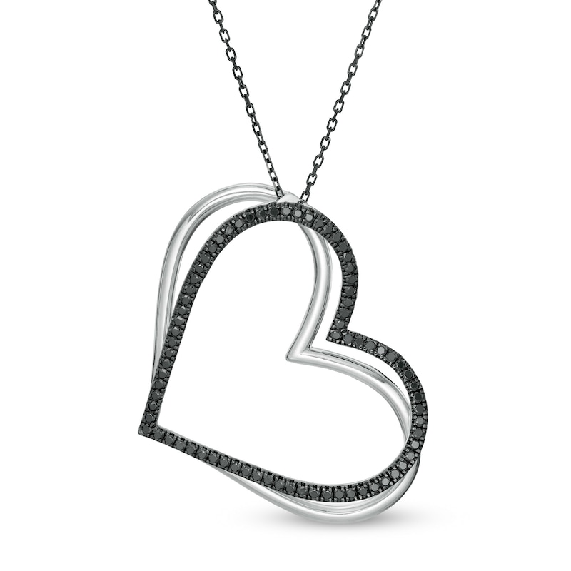 Main Image 1 of The Kindred Heart from Vera Wang Love Collection 0.58 CT. T.W. Black Diamond Pendant in Sterling Silver - 19"