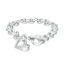 The Kindred Heart from Vera Wang Love Collection 0.085 CT. T.W. Diamond Toggle Bracelet in Sterling Silver
