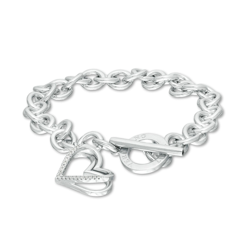 Main Image 1 of The Kindred Heart from Vera Wang Love Collection 0.085 CT. T.W. Diamond Toggle Bracelet in Sterling Silver