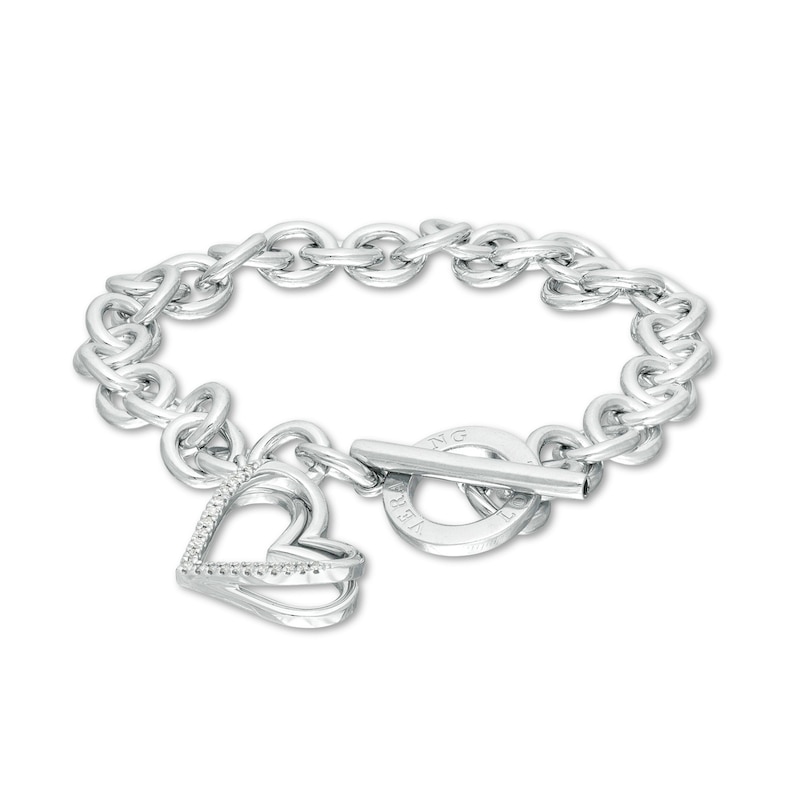 The Kindred Heart from Vera Wang Love Collection 0.085 CT. T.W. Diamond Toggle  Bracelet in Sterling Silver