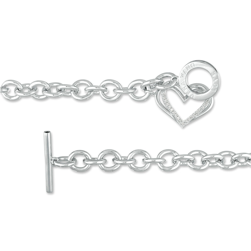 Main Image 2 of The Kindred Heart from Vera Wang Love Collection 0.085 CT. T.W. Diamond Toggle Bracelet in Sterling Silver