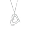 Thumbnail Image 0 of Vera Wang Love Collection 0.115 CT. T.W. Diamond Tilted Double Heart Outline Pendant in Sterling Silver - 19"