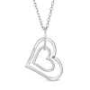 Thumbnail Image 2 of Vera Wang Love Collection 0.115 CT. T.W. Diamond Tilted Double Heart Outline Pendant in Sterling Silver - 19"