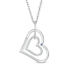 Thumbnail Image 3 of Vera Wang Love Collection 0.115 CT. T.W. Diamond Tilted Double Heart Outline Pendant in Sterling Silver - 19"