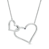 Thumbnail Image 4 of Vera Wang Love Collection 0.15 CT. T.W. Diamond Interlocking Double Heart Necklace in Sterling Silver - 19"