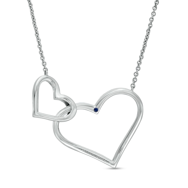 Vera Wang Love Collection 0.15 CT. T.W. Diamond Interlocking Double Heart Necklace in Sterling Silver - 19"|Peoples Jewellers