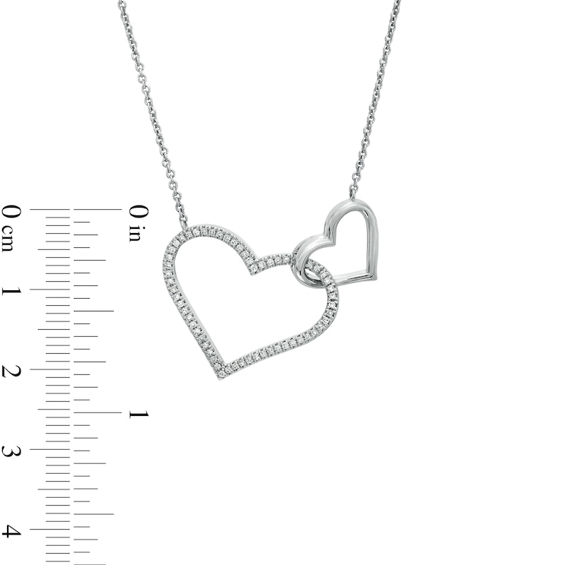 Vera Wang Love Collection 0.15 CT. T.W. Diamond Interlocking Double Heart Necklace in Sterling Silver - 19"