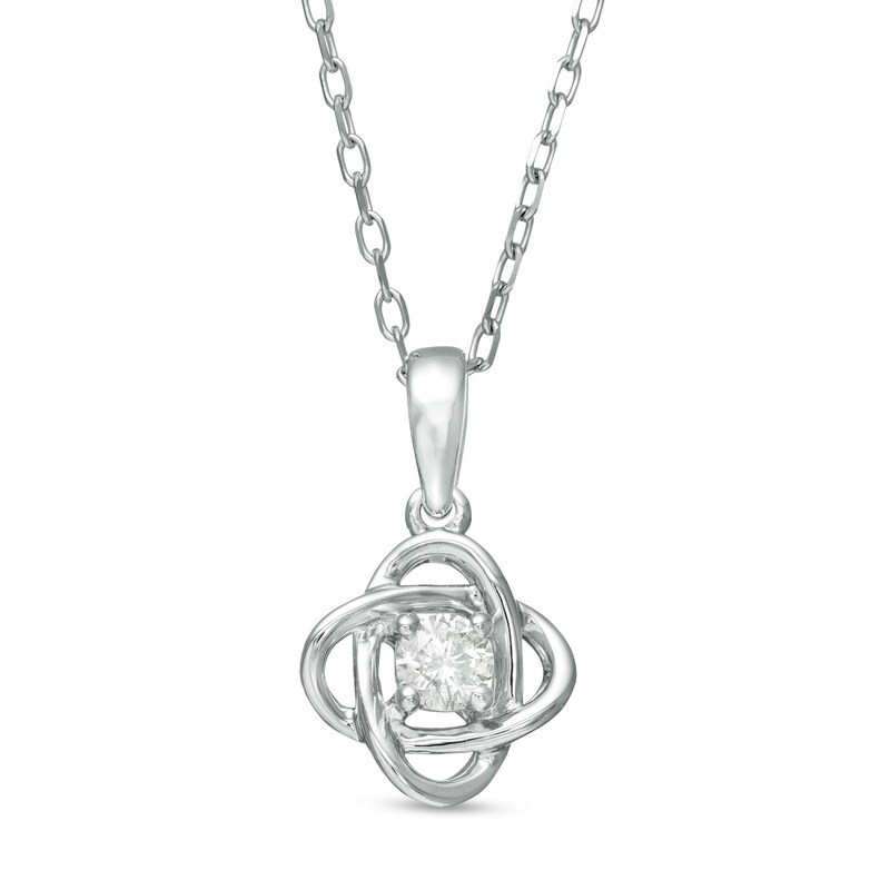 Main Image 1 of Centre of Me 0.10 CT. Diamond Solitaire Orbit Pendant in Sterling Silver