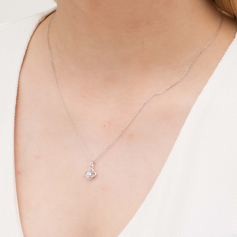 Main Image 2 of Centre of Me 0.10 CT. Diamond Solitaire Orbit Pendant in Sterling Silver