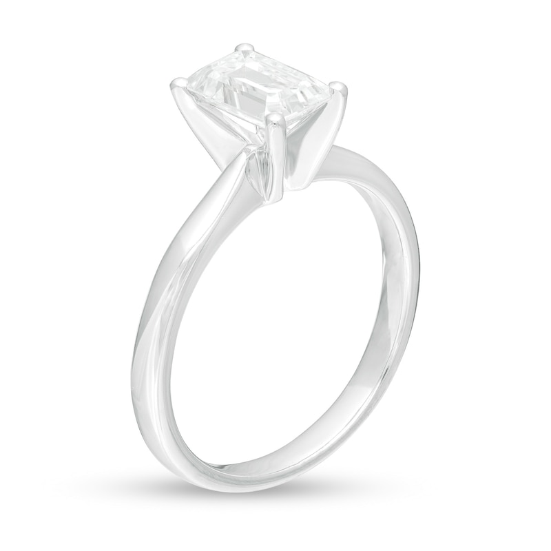 1.00 CT. Certified Emerald-Cut Lab-Created Diamond Solitaire Engagement Ring in 14K White Gold (F/SI2)