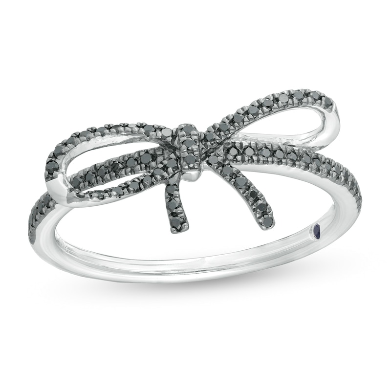 Main Image 1 of Vera Wang Love Collection 0.23 CT. T.W. Black Diamond Bow Ring in Sterling Silver
