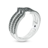 Thumbnail Image 1 of Vera Wang Love Collection 0.45 CT. T.W. Black Diamond Multi-Row Chevron Ring in Sterling Silver