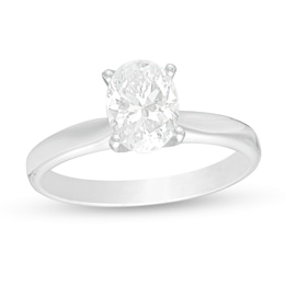 1.00 CT. Certified Oval Lab-Created Diamond Solitaire Engagement Ring in 14K White Gold (F/SI2)
