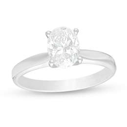 1.00 CT. Certified Oval Lab-Grown Diamond Solitaire Engagement Ring in 14K White Gold (F/SI2)