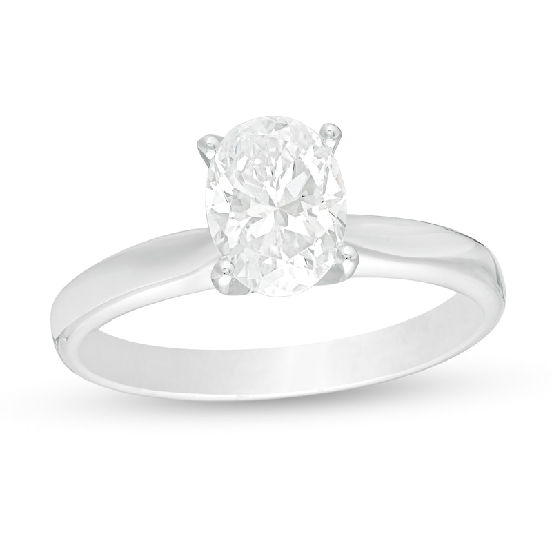 Main Image 1 of 1.00 CT. Certified Oval Lab-Grown Diamond Solitaire Engagement Ring in 14K White Gold (F/SI2)