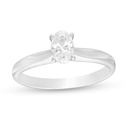 0.50 CT. Certified Oval Lab-Created Diamond Solitaire Engagement Ring in 14K White Gold (F/SI2)