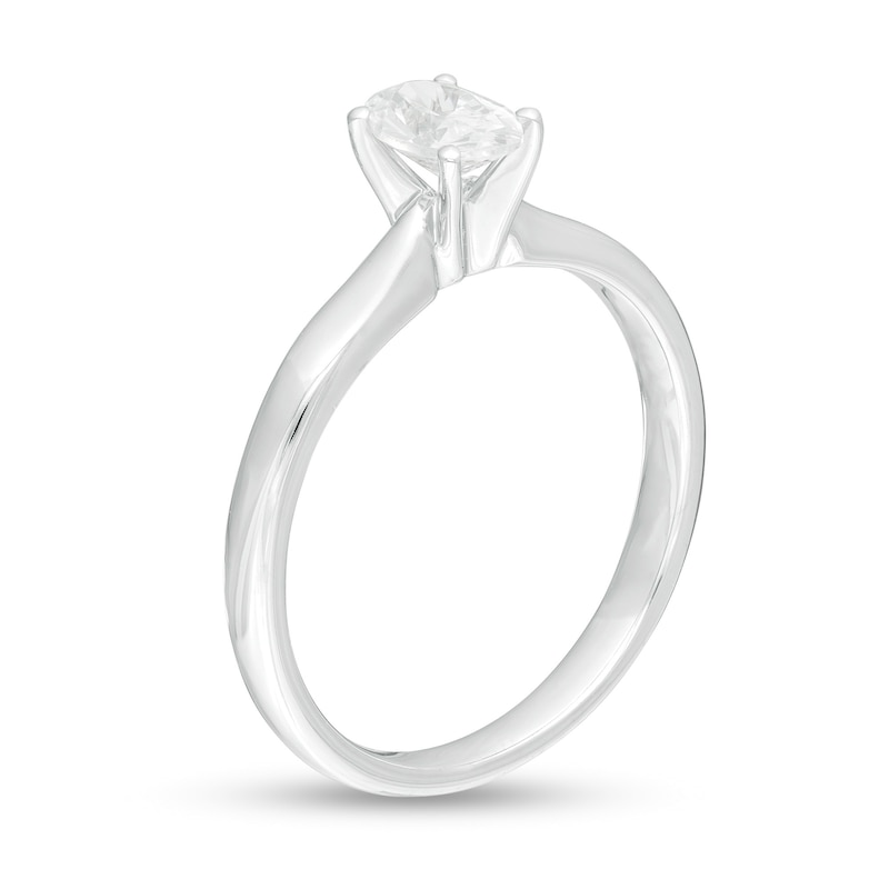 Main Image 3 of 0.50 CT. Certified Oval Lab-Grown Diamond Solitaire Engagement Ring in 14K White Gold (F/SI2)