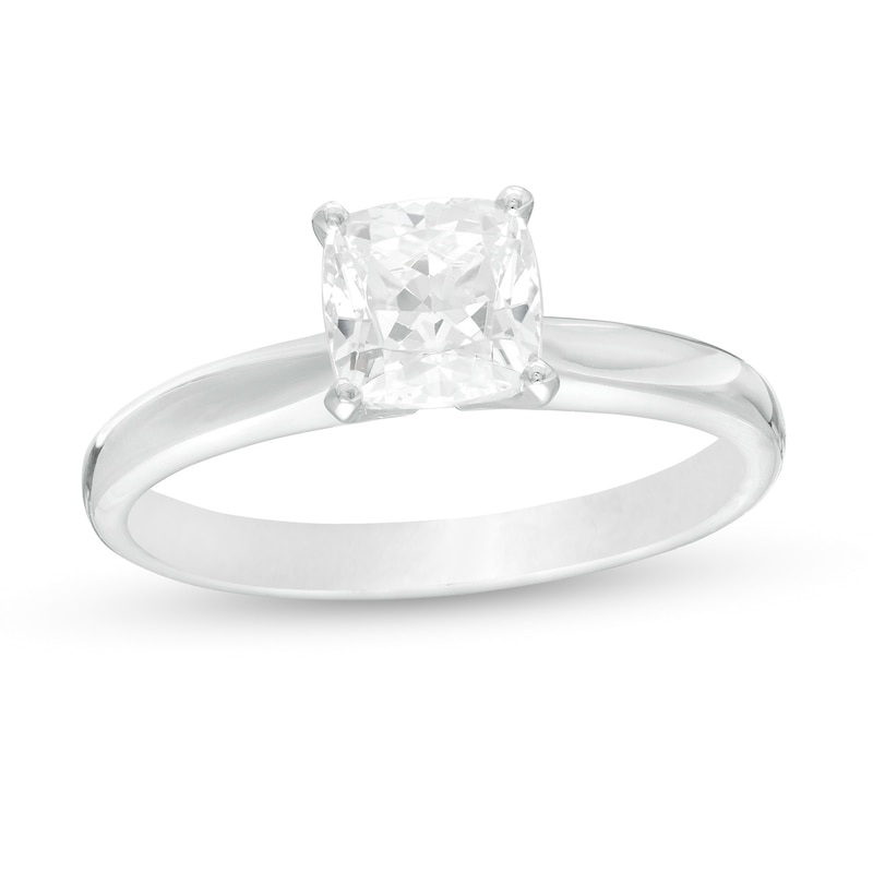 1.00 CT. Certified Cushion-Cut Lab-Grown Diamond Solitaire Engagement Ring in 14K White Gold (F/SI2)