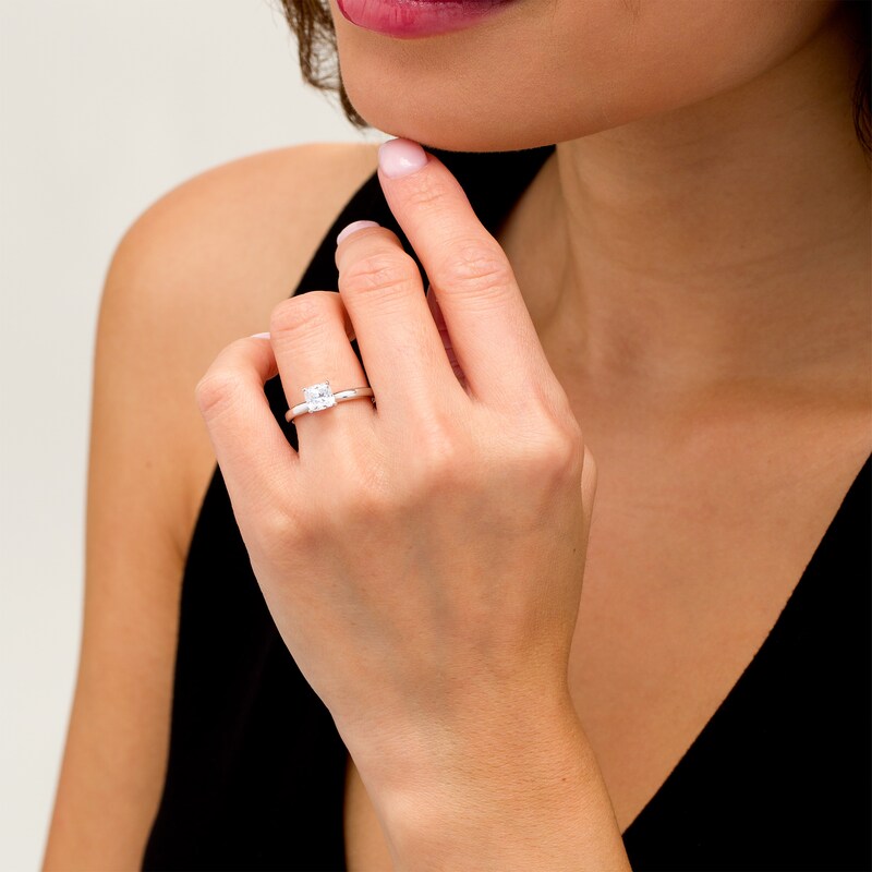1.00 CT. Certified Cushion-Cut Lab-Grown Diamond Solitaire Engagement Ring in 14K White Gold (F/SI2)
