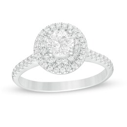 1.00 CT. T.W. Certified Lab-Created Diamond Double Frame Engagement Ring in 14K White Gold (F/SI2)