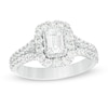 Thumbnail Image 1 of 1.75 CT. T.W. Emerald-Cut Certified Lab-Grown Diamond Frame Split Shank Engagement Ring in 14K White Gold (F/SI2)