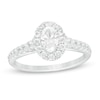Thumbnail Image 0 of 1.00 CT. T.W. Certified Oval Lab-Created Diamond Frame Engagement Ring in 14K White Gold (F/SI2)