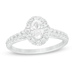 1.00 CT. T.W. Oval Certified Lab-Grown Diamond Frame Engagement Ring in 14K White Gold (F/SI2)
