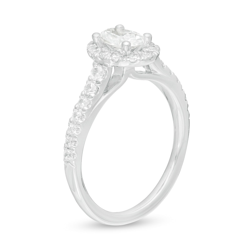 1.00 CT. T.W. Certified Oval Lab-Created Diamond Frame Engagement Ring in 14K White Gold (F/SI2)