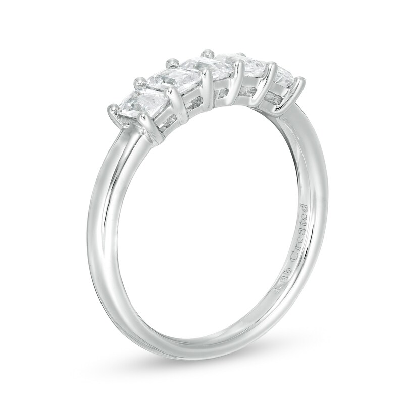 1.00 CT. T.W. Certified Emerald-Cut Lab-Grown Diamond Five Stone Anniversary Band in 14K White Gold (F/SI2)