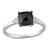 1.31 CT. T.W. Enhanced Black and White Cushion-Cut Diamond Tri-Sides Engagement Ring in 14K White Gold