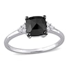 Thumbnail Image 1 of 1.31 CT. T.W. Enhanced Black and White Cushion-Shaped Diamond Tri-Sides Engagement Ring in 14K White Gold