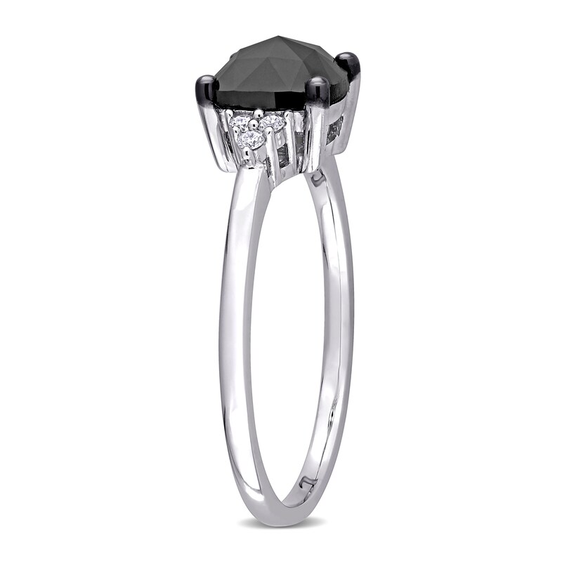 Main Image 3 of 1.31 CT. T.W. Enhanced Black and White Cushion-Shaped Diamond Tri-Sides Engagement Ring in 14K White Gold