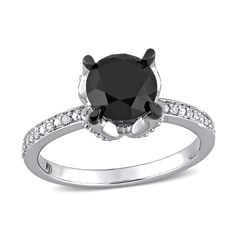 Main Image 1 of 2.06 CT. T.W. Enhanced Black and White Diamond Engagement Ring in 14K White Gold