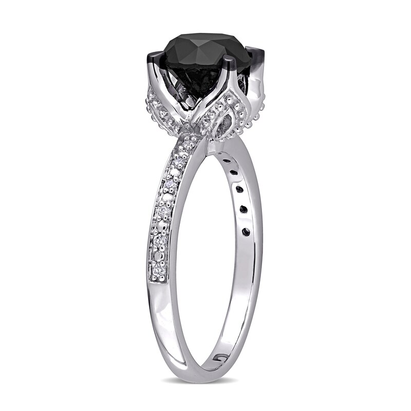 Main Image 3 of 2.06 CT. T.W. Enhanced Black and White Diamond Engagement Ring in 14K White Gold