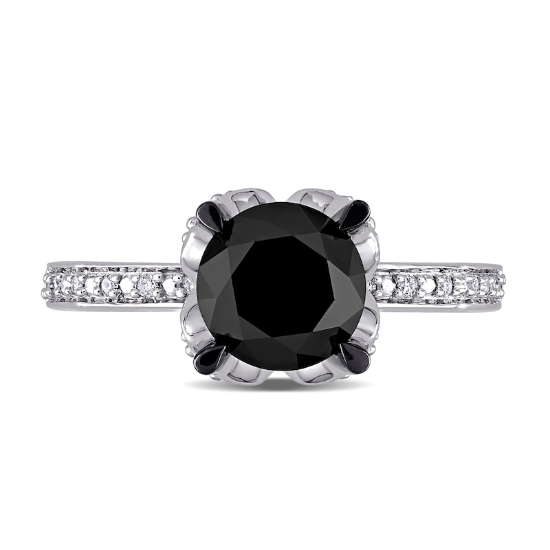 Main Image 4 of 2.06 CT. T.W. Enhanced Black and White Diamond Engagement Ring in 14K White Gold
