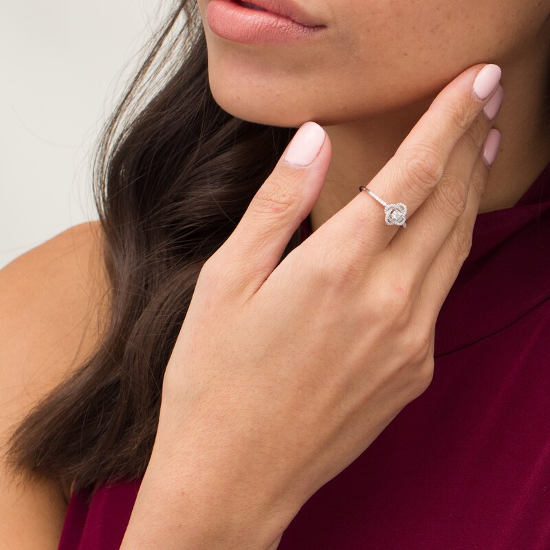 Main Image 2 of Centre of Me 0.20 CT. T.W. Diamond Orbit Ring in Sterling Silver